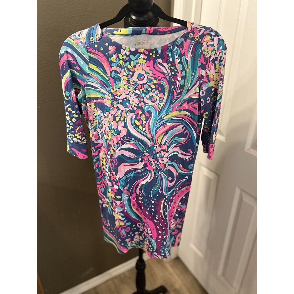 Lilly Pulitzer Sophie‎ Dress in Beautiful Navy Beach Loot Girls Size 12/14